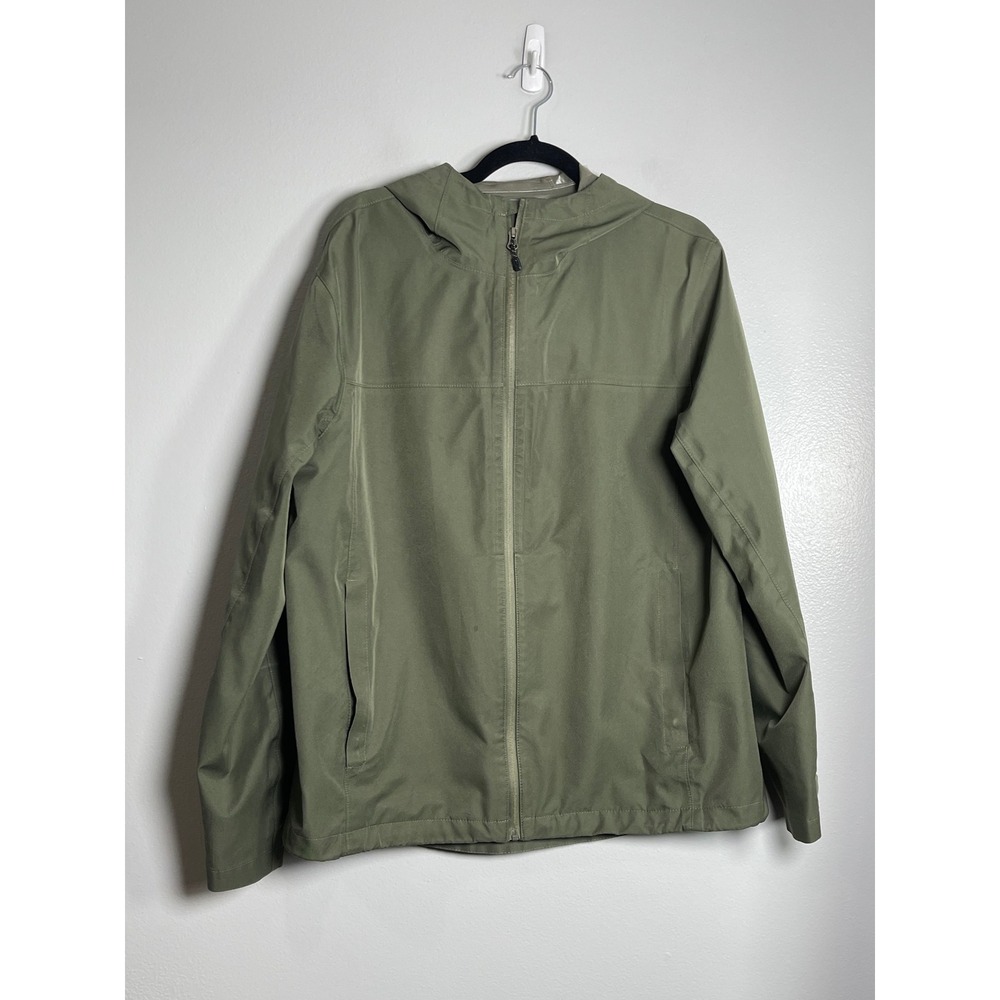 SWISS TECH Hooded Windbreaker Jacket Olive Green Large Gorpcore Outdoors Hiking